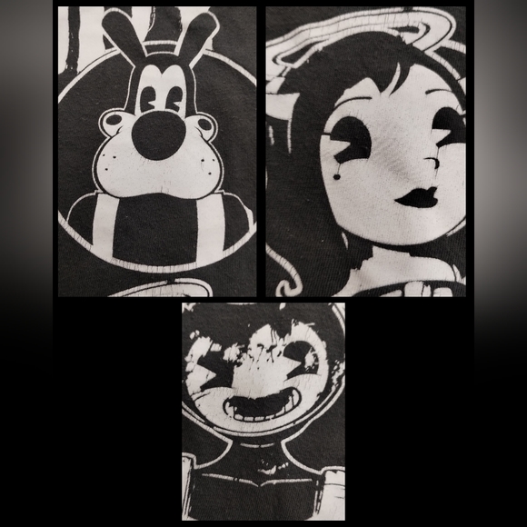 Bendy Kids' Premium Anime Graphic T-Shirt Bendy Trio Circles Logo Black & White - Picture 11 of 11